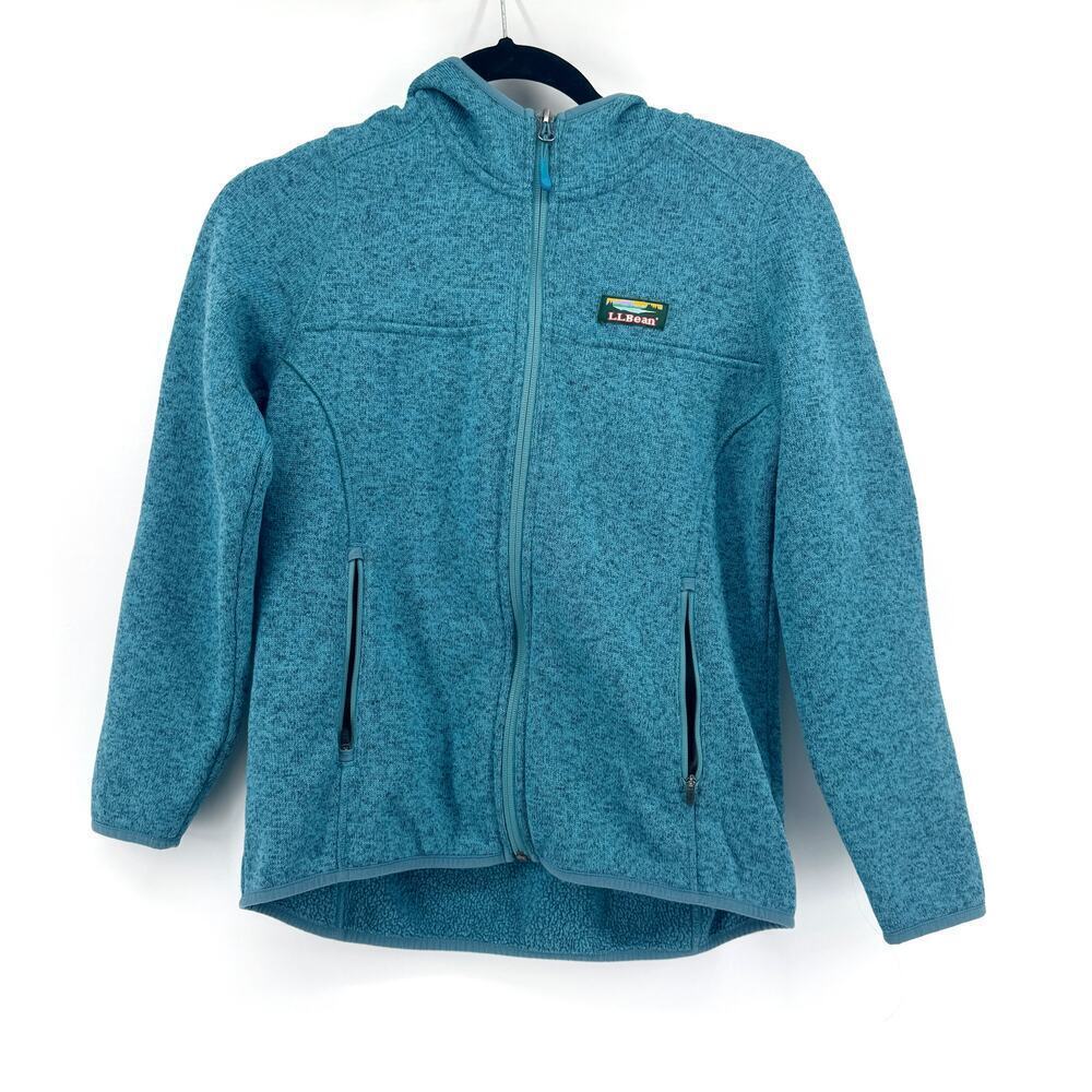 L.L. Bean Sweater Fleece Full-Zip Hoodie Sz XS Petite Blue Heather Jacket Winter